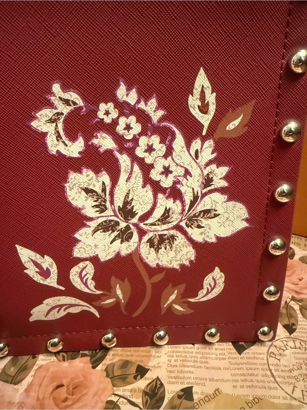White House Black Market NWOT Floral Studded Zip Clutch - Picture 2 of 8